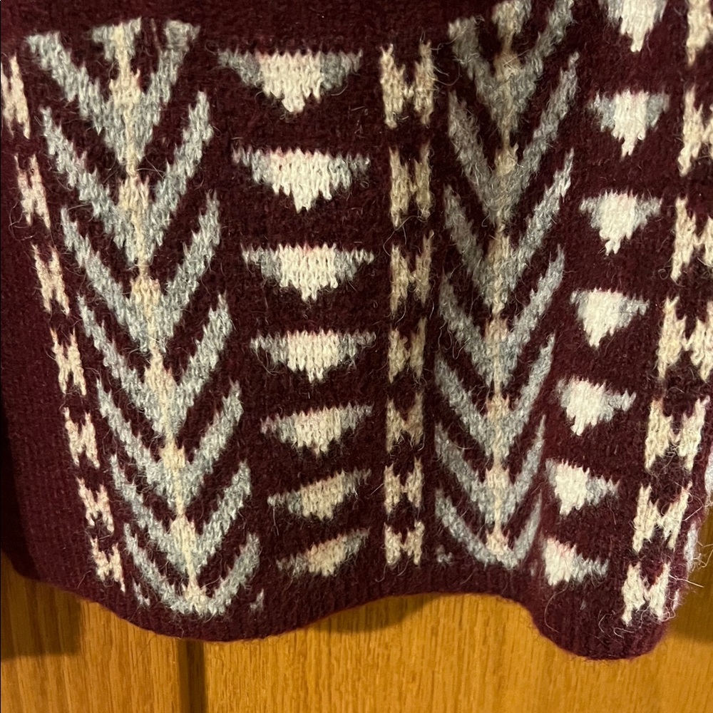 Frye Women's Deep Burgundy Cardigan with Geometric Details - Picture 2 of 6